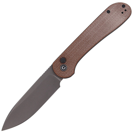 CIVIVI Knife Elementum Button Lock Brown Micarta, Gray Stonewashed (C2103D)