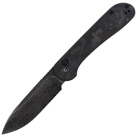 CIVIVI Knife Elementum Button Lock Marble Carbon Fiber Black, Black Damascus (C2103DS-3)