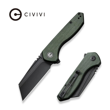 Civivi ExOne Green Canvas Micarta, Black Stonewashed Nitro-V by Brian Brown Knife (C23036-3)