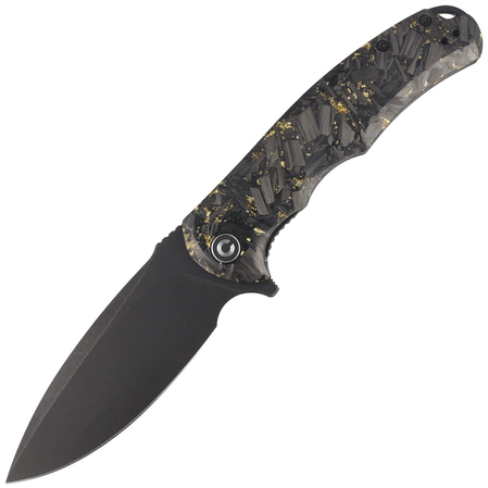 Civivi Knife Praxis Shredded Carbon Fiber / Golden Shred, Black Stonewashed 9Cr18MoV (C803J)