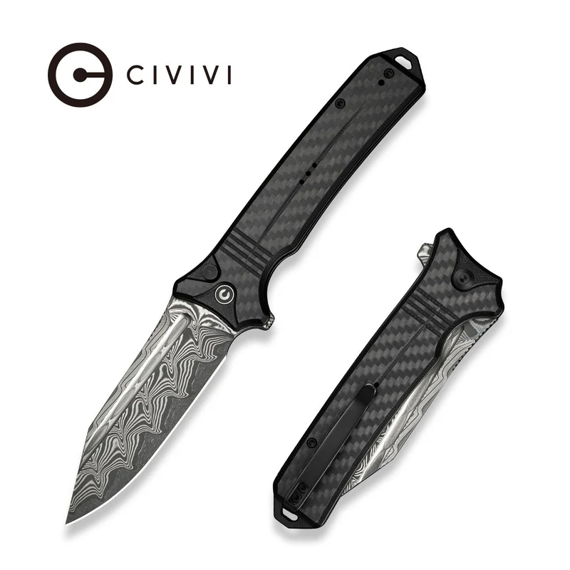 Civivi Neurohaptic Knife Black G10/Carbon Fiber, Damascus (C23080-DS1)