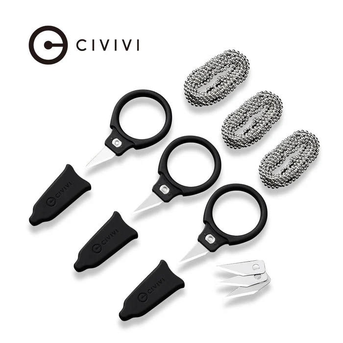 Civivi Quick Snip Neck Knife 3pcs Set Black ABS with Rubber Coating, 6Cr13 (C22022A-2)