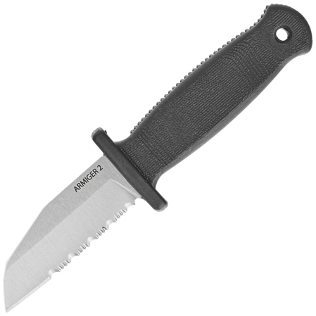 Demko Armiger 2 Shark Foot Knife Black TPR, Satin 4034SS by Andrew Demko (ARM2-4034SS-SF-SERR)