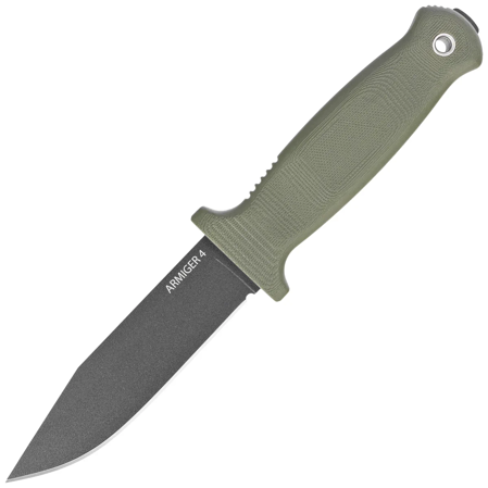 Demko Armiger 4 Clip Point OD Green Thermal Plastic Rubber, Black Powder Coated 80CrV2 by Andrew Demko Knife (ARM4-80CrV2-OD-CLP)