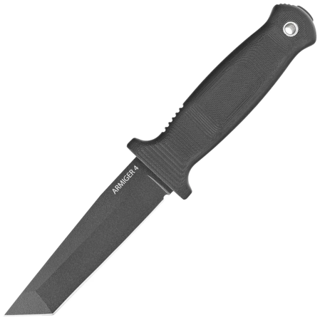 Demko Armiger 4 Tanto Black Thermal Plastic Rubber, Black Powder Coated 80CrV2 by Andrew Demko Knife (ARM4-80CrV2-BLK-TP)