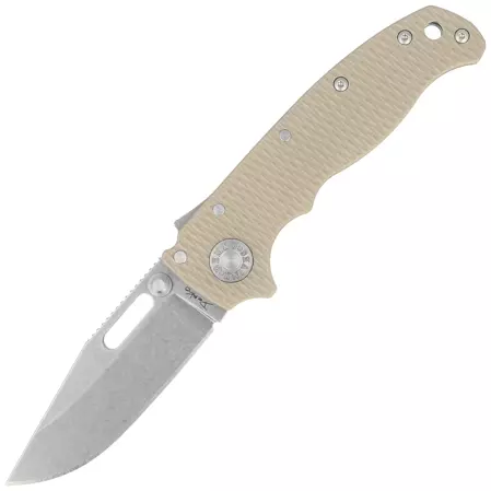 Demko Knife AD20.5 Clip Point Coyote Tan G10, Stonewashed CPM 3V by Andrew Demko (205-3V-CTCP)