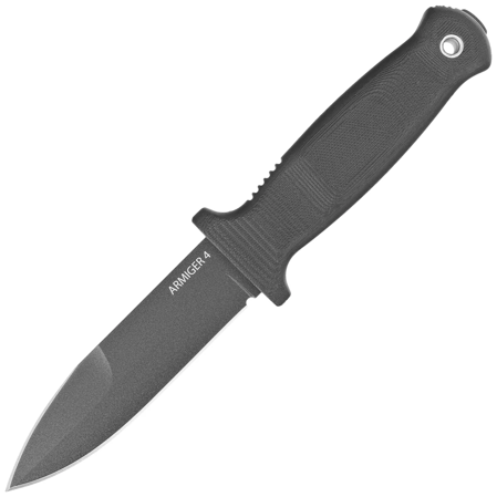 Demko Knife Armiger 4 Spear Point Black Thermal Plastic Rubber, Black Powder Coated 80CrV2 by Andrew Demko (ARM4-80CrV2-BLK-SPR)