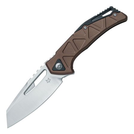 Fox Chronos Bronze Aluminum Knife, Black HW, Satin MagnaCut by Stefan Merk (FX-552 ALBR)