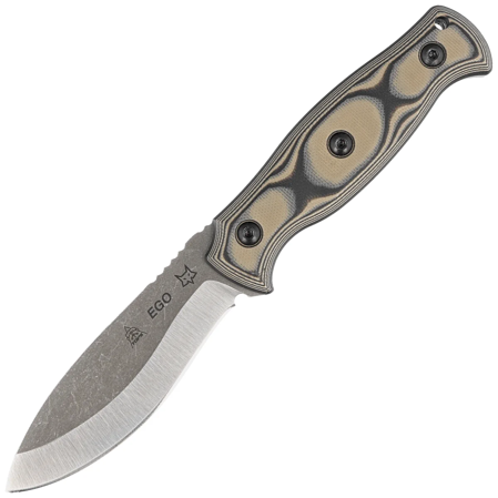 Fox Ego Black/Coyote Tan G10 Knife, Stonewashed AISI 1095 by Alfredo Doricchi (TK-FX01)