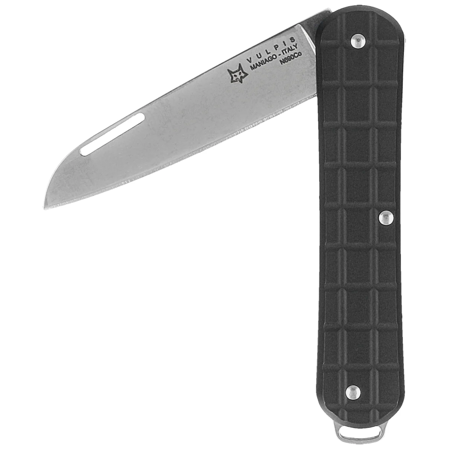 Fox Vulpis Grenade Pattern Black Aluminum Knife, Polished N690Co (FX-VPGP130 BK)