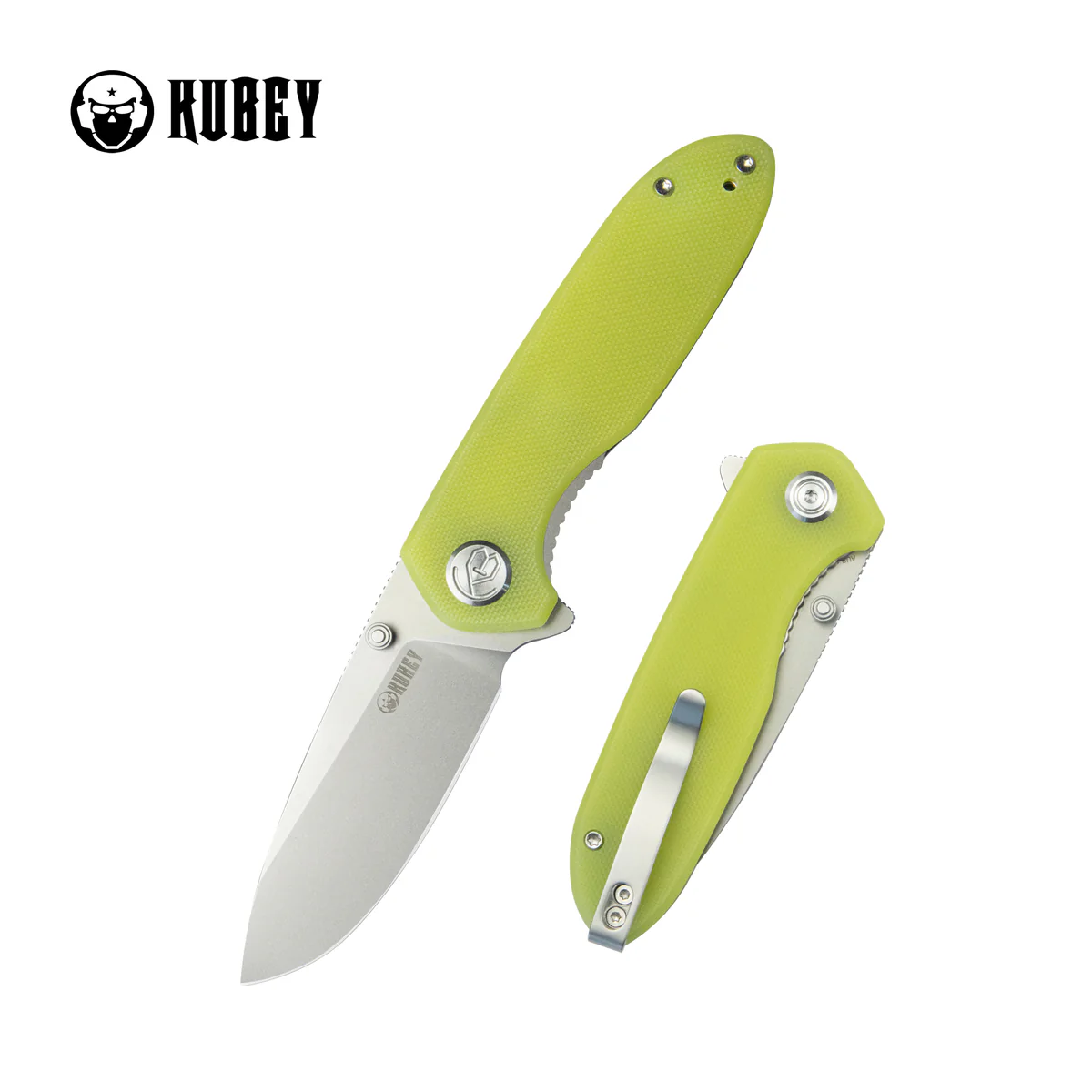 Kubey Belus Knife Translucent Yellow G10, Beadblasted AUS-10 (KU342D)