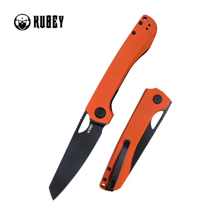 Kubey Elang Knife Orange G10, Blackwashed AUS-10 by Sebastian Irawan (KU365B)