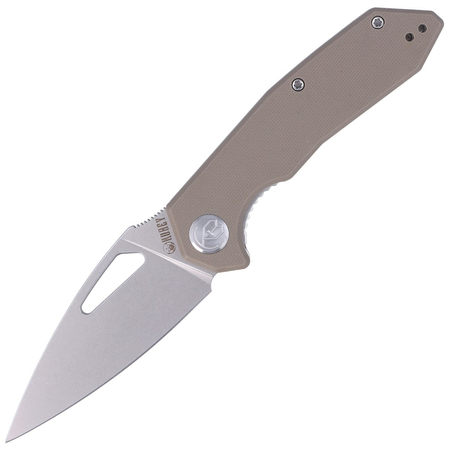 Kubey Knife Coeus, Tan G10, Bead Blasted D2 (KU122C)