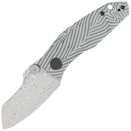 Kubey Knife Monsterdog White/Green G10, Damascus by Dmitry Osarenko (KU337E)