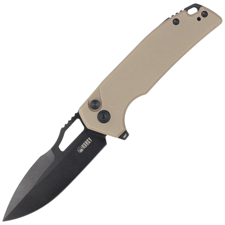 Kubey Knife RDF Tan G10, Blackwash AUS-10 by HYDRA Design (KU316F)