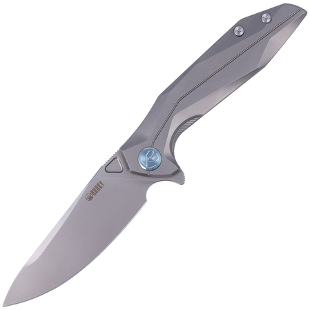 Kubey Nova Frame Lock Knife Gray 6AL4V Titanium, Bead Blasted 14C28N (KB235F)