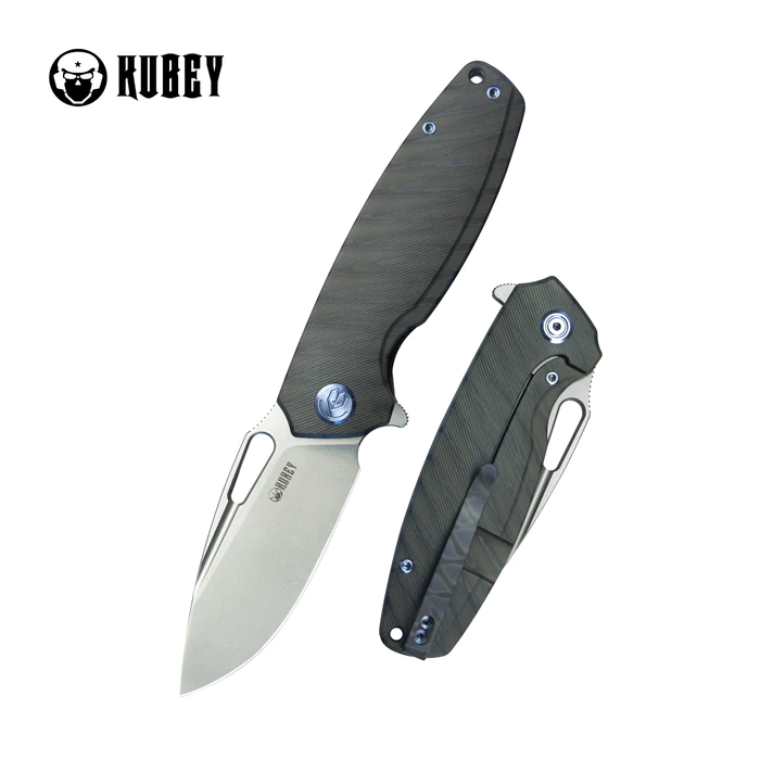 Kubey Tityus Knife Flamed Titanium, Bead Blasted 14C28N (KB360E)