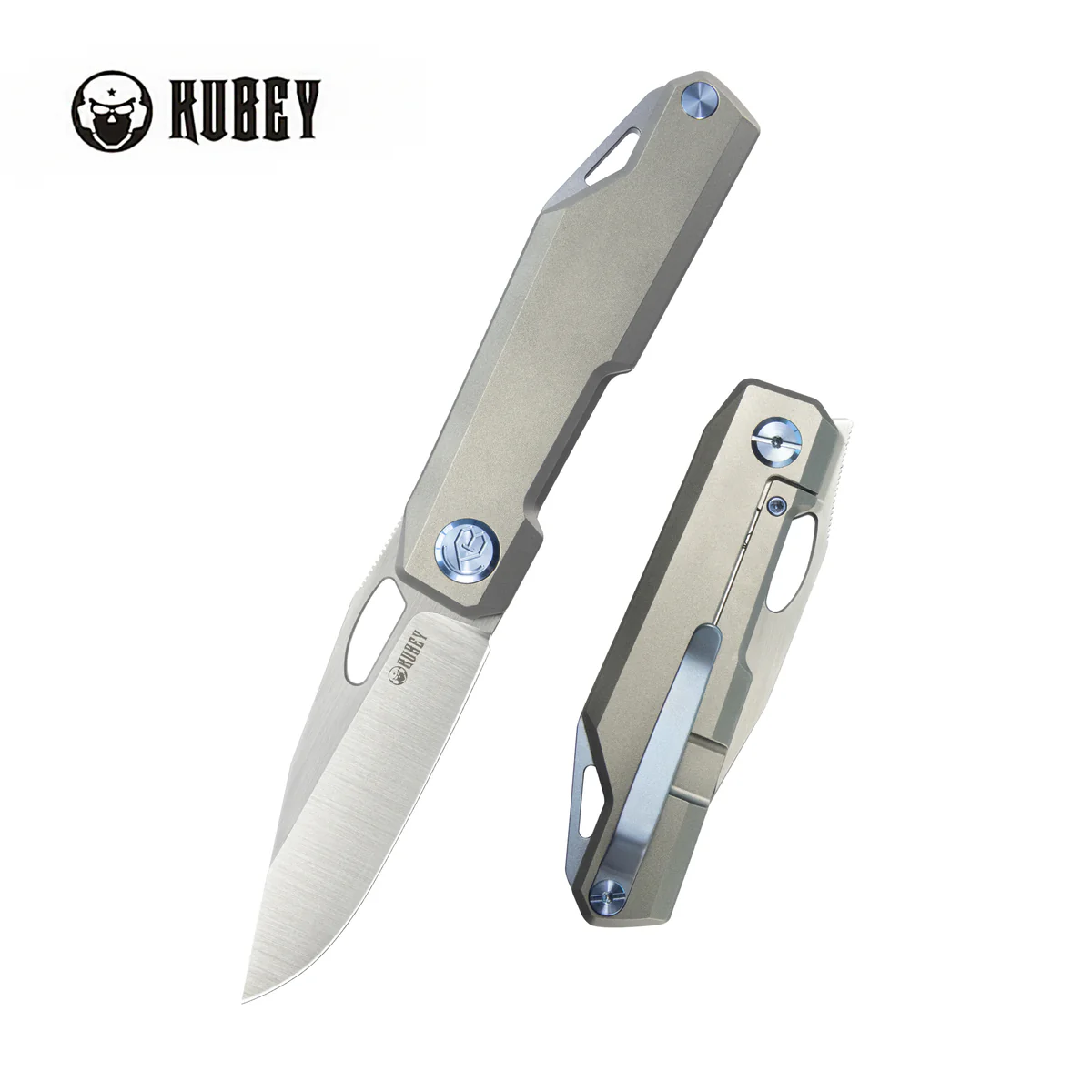 Kubey Verijero Knife Grey Titanium, Satin 14C28N by George Ovchinnikov (KB340A)