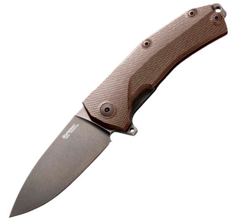 LionSteel KUR G10 Brown / Black Stone Washed Folding Knife (KUR BBR)