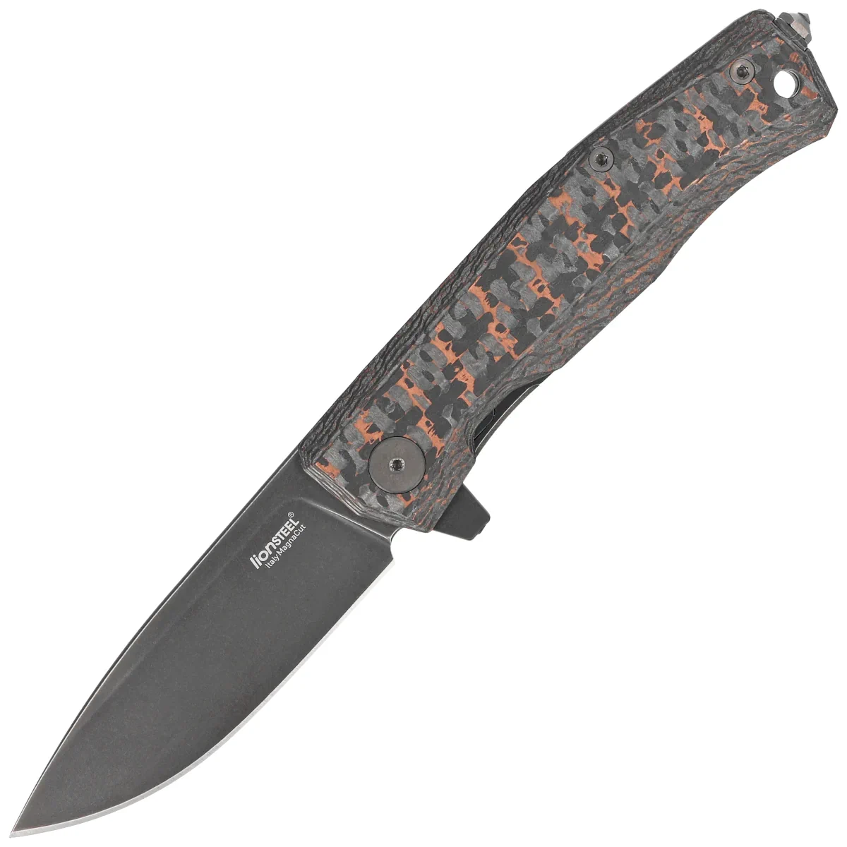 LionSteel Myto Snake Skin Fat Carbon, Old Black MagnaCut by Molletta Knife (MT01 MC SS)