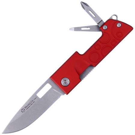 Maserin D-Dut Red Aluminum, Stonewashed 440C by Bonus Knife/Multi-Tool (214/R)