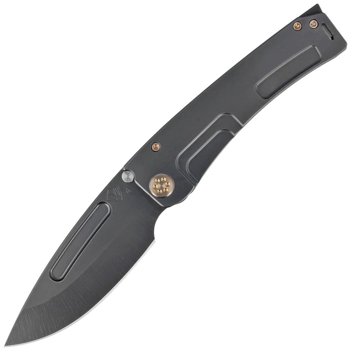 Medford Marauder-H D/P Knife, Black DLC Titanium, Bronze HW/Clip, DLC S45VN by Greg Medford (MK0454PD-30PV-T1C1-BP)