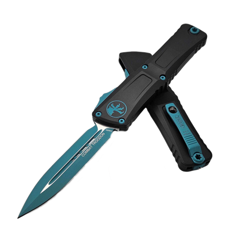 Microtech Combat Troodon D/E Gen III OTF Knife Black Aluminum, Turquoise M390MK by Tony Marfione (1142-1TQSK)