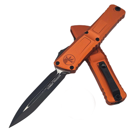 Microtech Combat Troodon D/E Gen III OTF Knife Orange Aluminum, Black M390MK by Tony Marfione (1142-1OR)