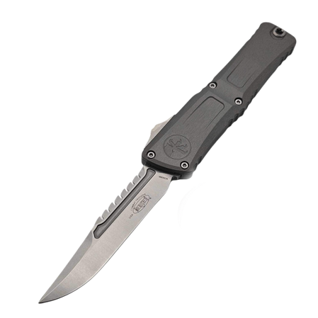 Microtech Combat Troodon Interceptor Gen III Signature OTF Knife Natural Clear Aluminium, Stonewashed M390MK by Tony Marfione (1217-10NCS)