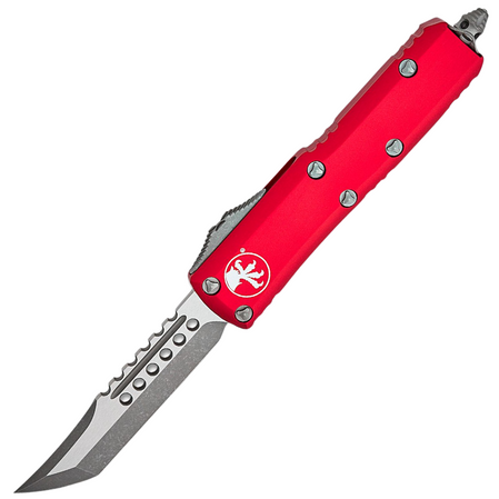 Microtech UTX-85 Hellhound T/E Signature Red Aluminium, Apocalyptic M390 by Tony Marfione OTF automatic knife (719-10APRDS)