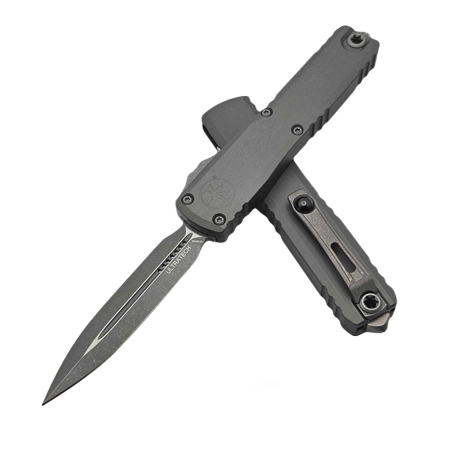 Microtech Ultratech D/E Gen III ZBP OTF Knife Natural Clear Aluminum, Apocalyptic M390MK by Tony Marfione (1122-10APNC)