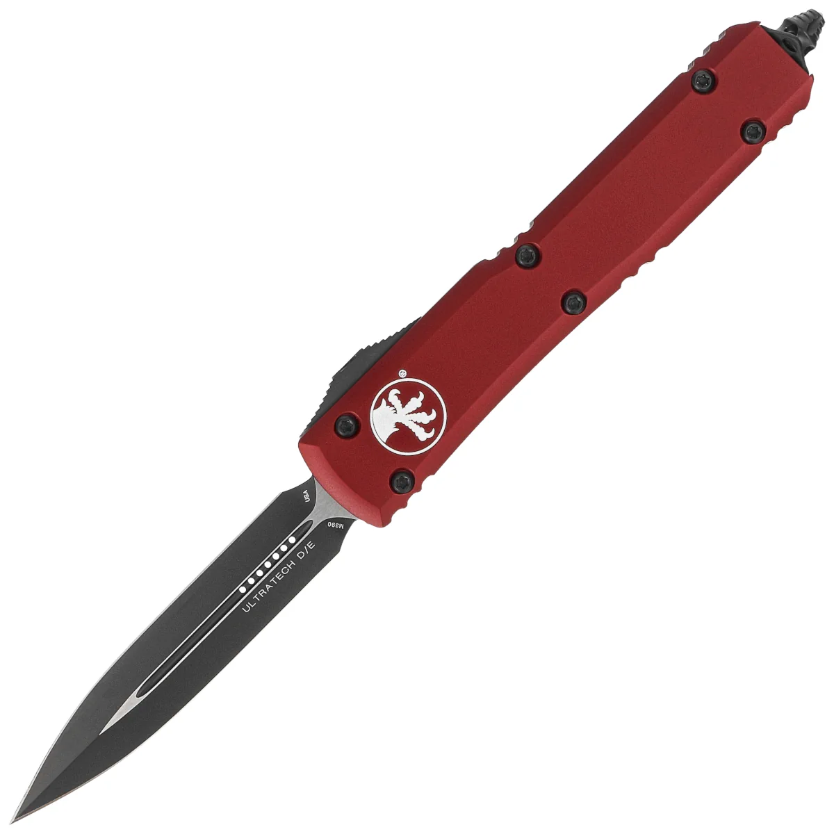 Microtech Ultratech D/E Merlot Red Aluminum Knife, Black M390 by Tony Marfione (122-1MR)