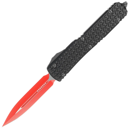 Microtech Ultratech D/E Sith Lord Signature OTF Knife Tri-Grip Black Aluminum, Red M390 by Tony Marfione (122-1SL)