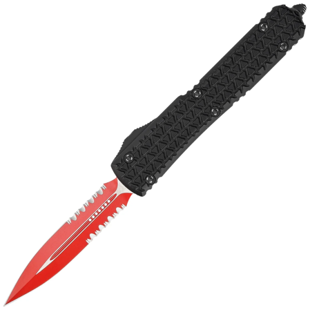 Microtech Ultratech D/E Sith Lord Signature OTF Knife Tri-Grip Black Aluminum, Red P/S M390 by Tony Marfione (122-2SL)