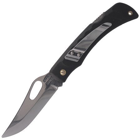 Mikov Crocodile Black ABS Folding Knife, Mirror Finish with Clip (243-NH-1/B BLACK/CLIP)