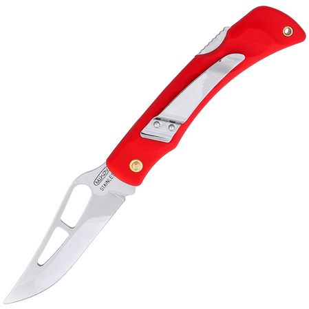 Mikov Crocodile Red ABS Folding Knife, Mirror Finish with Clip (243-NH-1/A CLIP/RED)