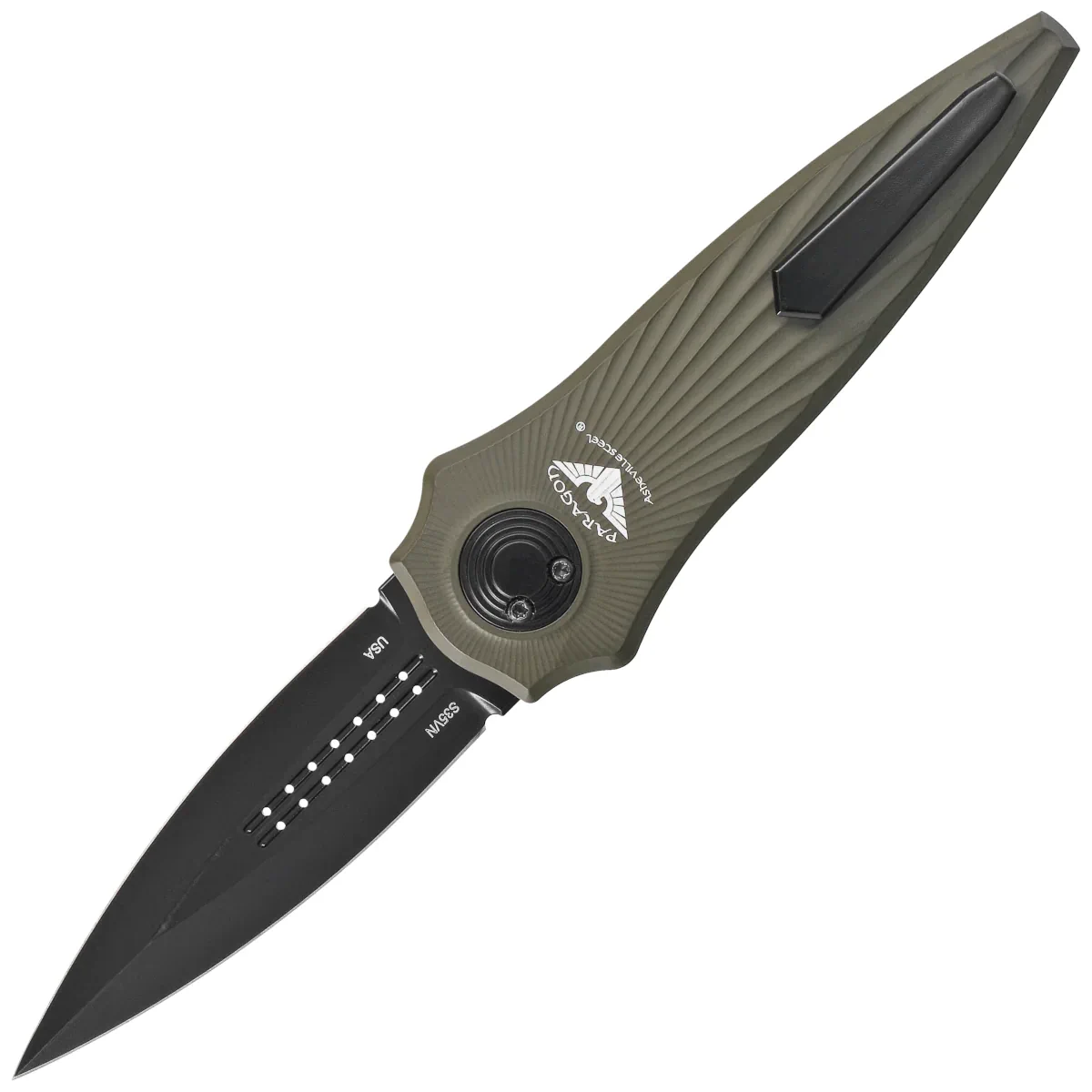 Paragon Warlock-X Tapered StarBurst OD Green Aluminum, Cerakote Black CPM S35VN (WLOCX-TSB-OD-DO-CB)