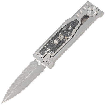 Reate Knife Mini EXO Gravity OTF Double Edge Titanium/Burl Linen Micarta, CPM-3V (Mini EXO DE.BLM)