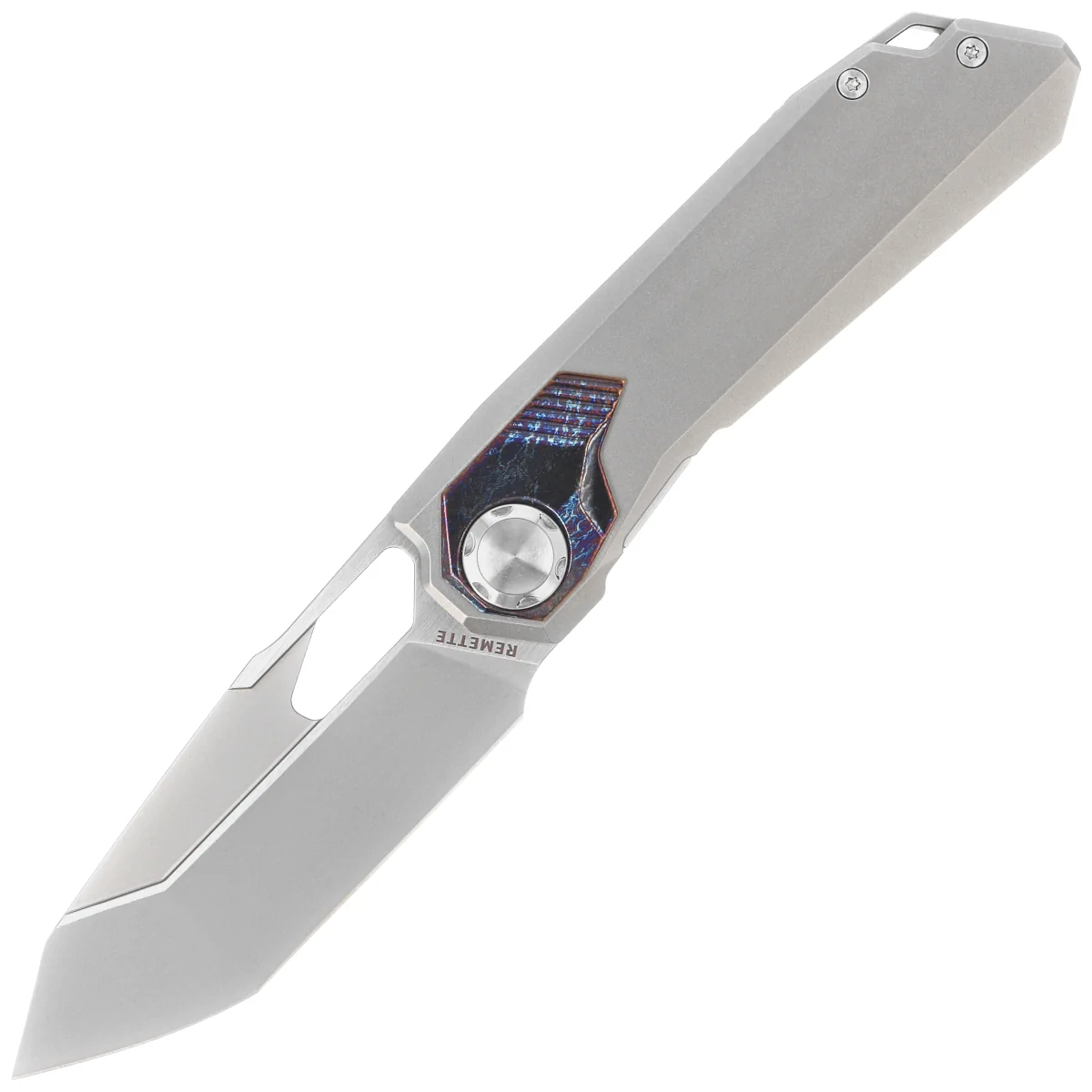 Remette Peregrine Falcon Knife Gray/Thunder Lightning Titanium, Hand Grinding Pearlescent M390 (RTT1-G)