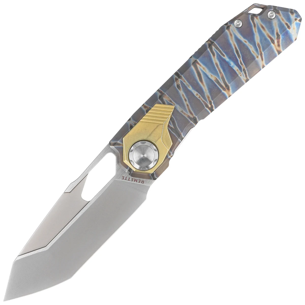 Remette Peregrine Falcon Tiger Stripe / Gold Titanium, Hand Grinding Pearlescent M390 (RTT1-C)