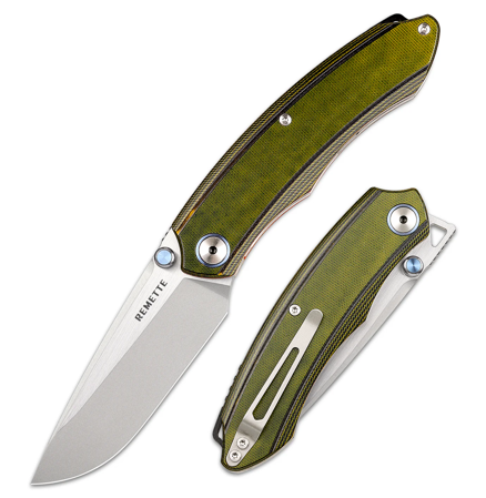 Remette Wild Species GC103 Knife Green G10, Fine Hand Grinding 14C28N