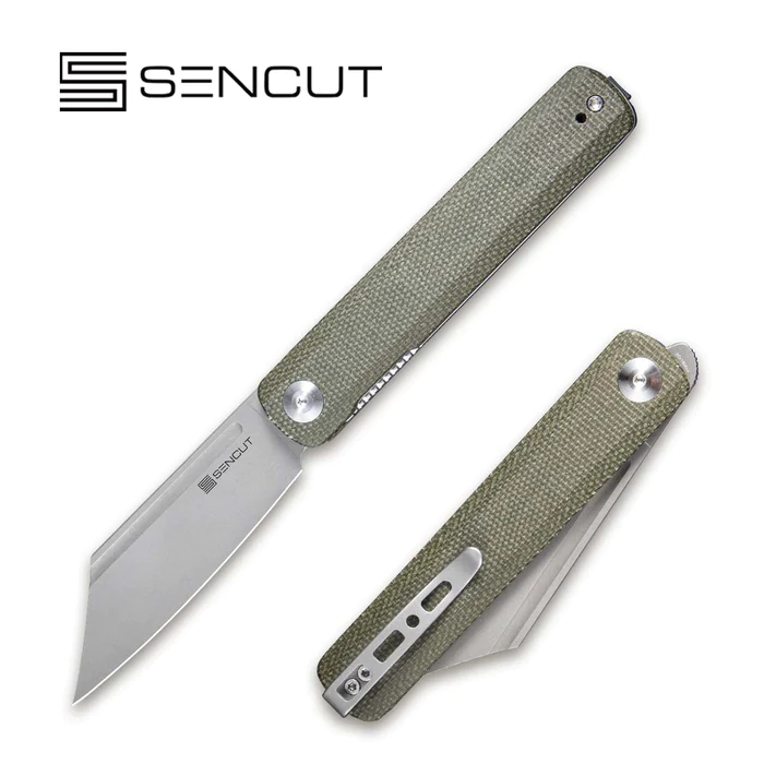 Sencut Knife Bronte Green Micarta, Gray Stonewashed 9Cr18MoV (SA08B)