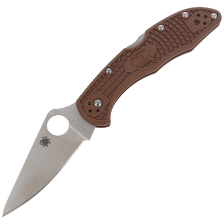 Spyderco Delica 4 FRN Brown Flat Ground PlainEdge Knife (C11FPBN)