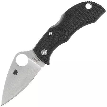 Spyderco Manbug Leaf Black Lightweight FRN, Satin Plain VG-10 by Sal Glesser (MBKLFP)