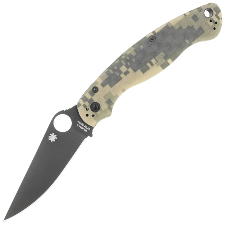 Spyderco Military 2 Camo G10, Black DLC CPM S30V Plain by Sal, Eric Glesser Knife (C36GPCMOBK2)