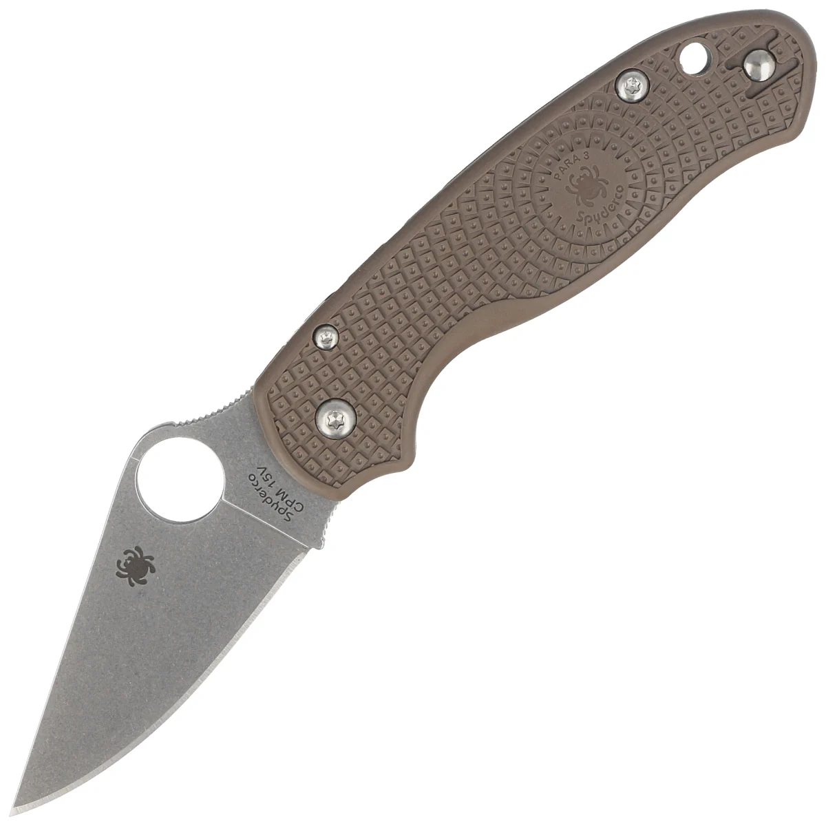 Spyderco Para 3 Lightweight Sprint Run Knife Brown FRN, Stonewashed CPM-15V by Sal, Eric Glesser (C223PBN15V)