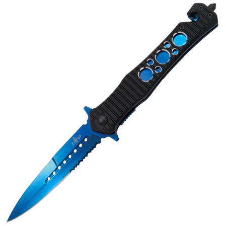 Third Decor Habitat Blue Titanium Aluminium, Blue Titanium 420 Assisted Rescue Knife (TH-H0815A)