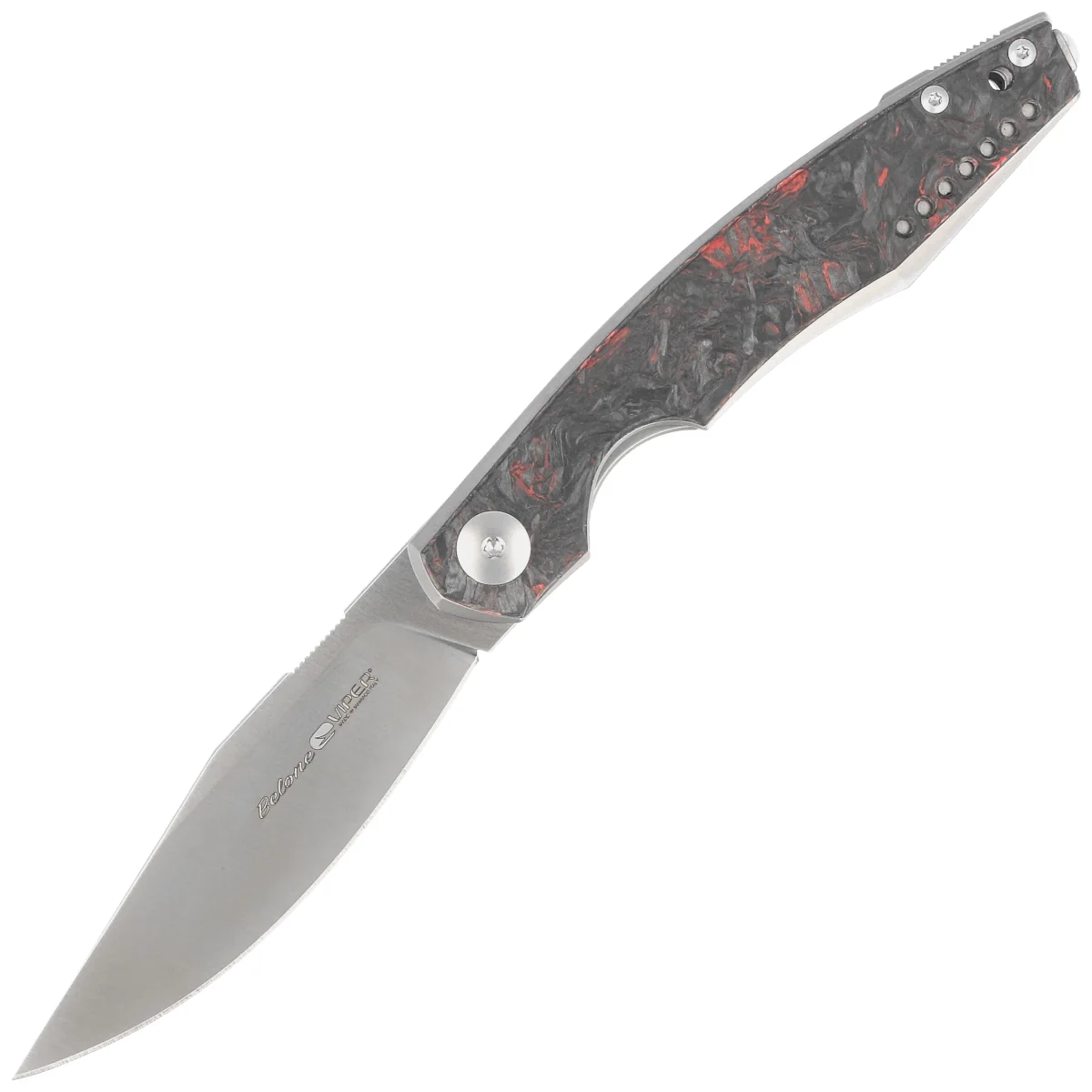 Viper Belone Titanium/Red Dark Matter CF, Satin M390 by Jesper Voxnæs Knife (V5970TIFCR)