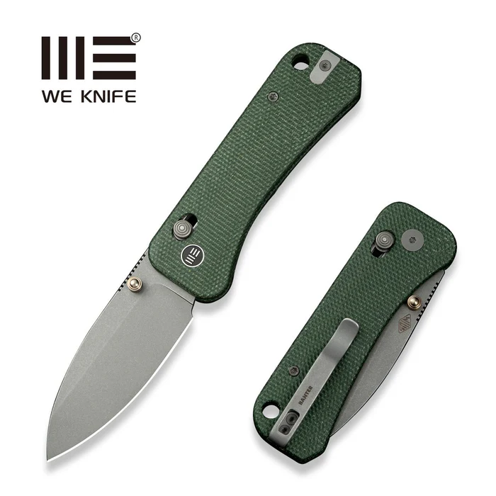 WE Knife Banter 2 Green Canvas Micarta, Grey Stonewashed CPM S35VN by Ben Petersen (WE23075-3)