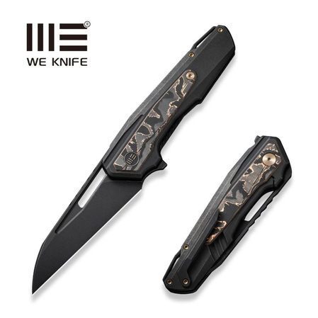 WE Knife Falcaria Black Titanium/Copper Carbon Fiber, Black Stonewashed CPM 20CV by Maciej Torbé (WE23012B-2)